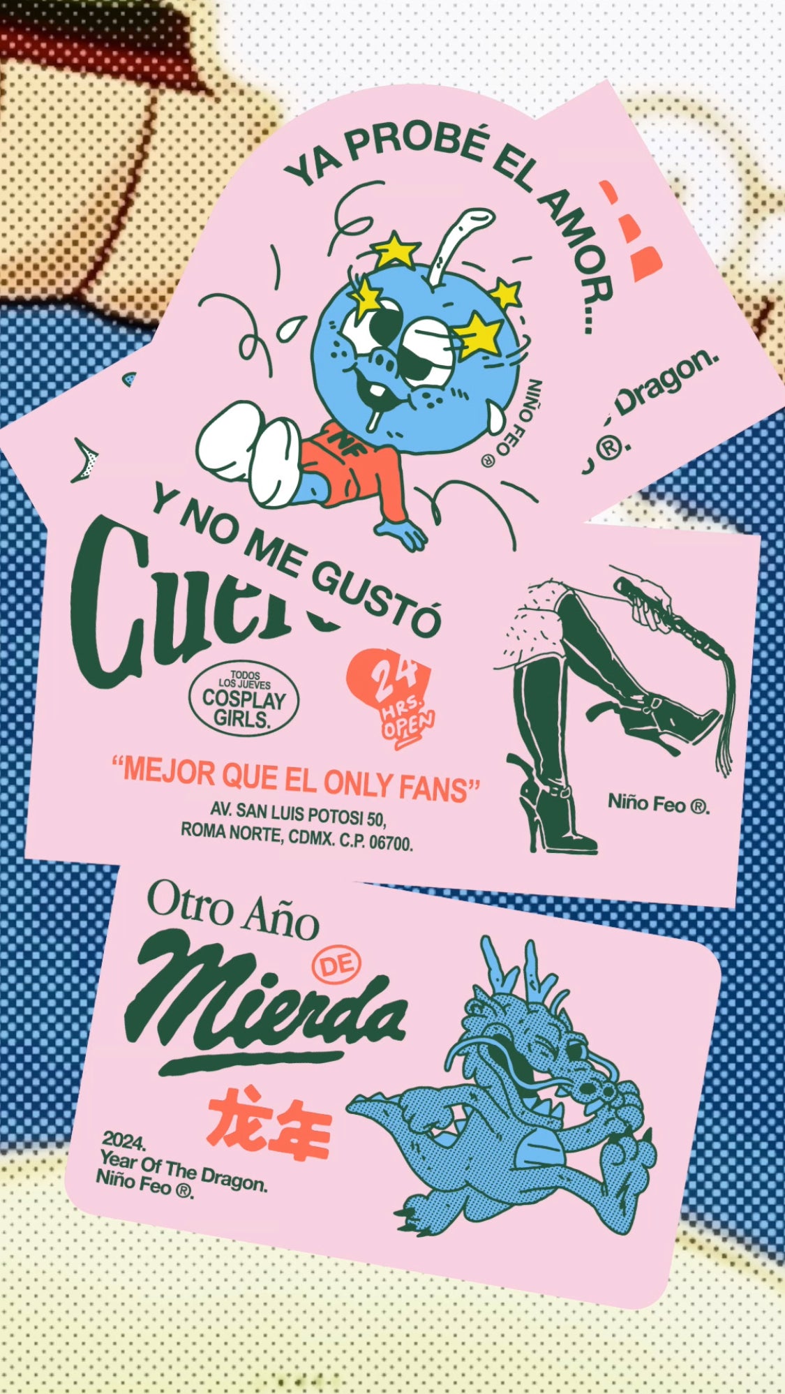 Sticker Set: Amargo y Feo Color Rosa.