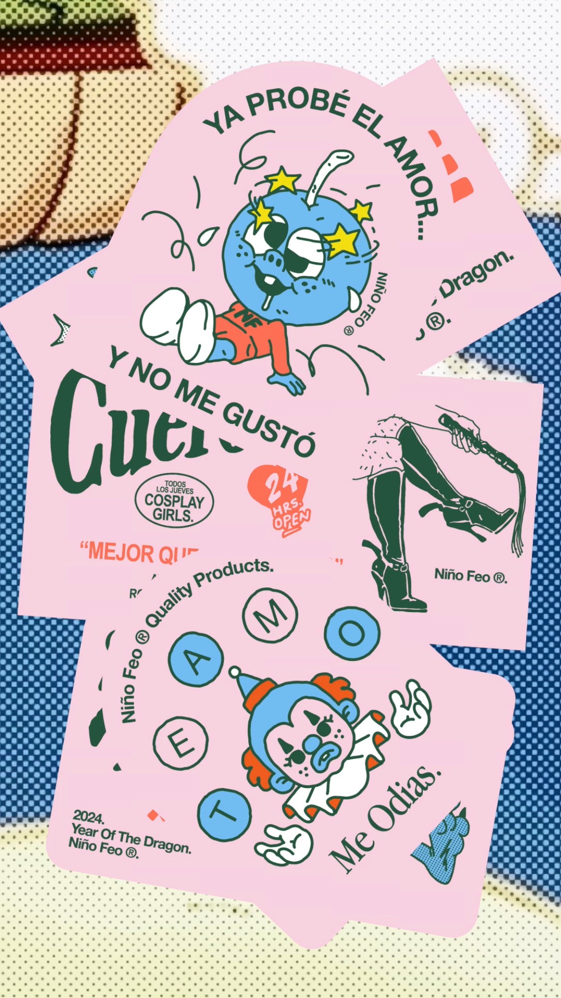 Sticker Set: Amargo y Feo Color Rosa.